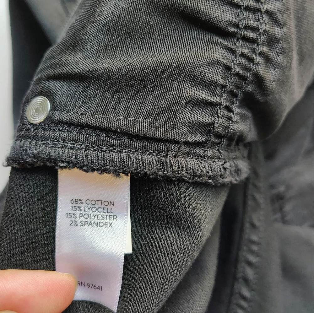 J.jill women's high-rise full-leg jeans black cotton and Lyocell, sz 12 stretch. - Picture 13 of 16